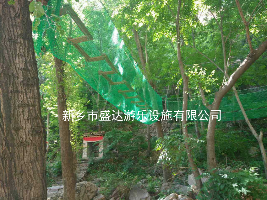 林中曲形吊桥